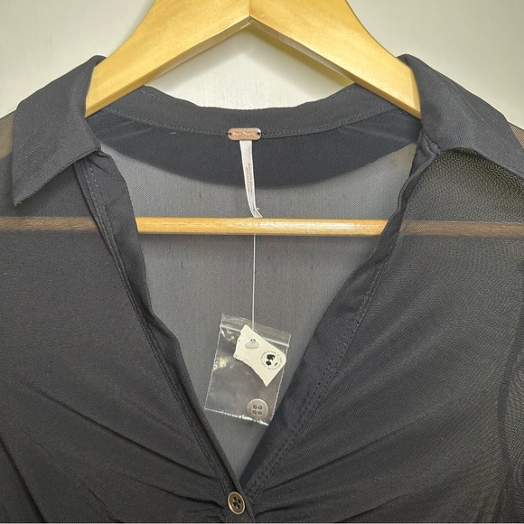 Free People Solid Lucky Mesh Shirtee. Black. Size: XS. NWOT. - Picture 6 of 10